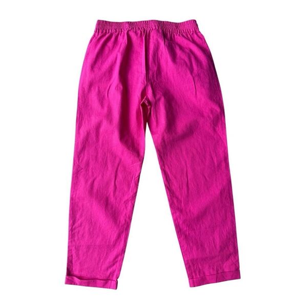 J. Crew Linen-blend slim wide-leg drawstring pant In Pink/Snapdragon Size 6 - Picture 4 of 6
